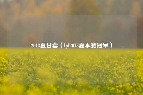 2013夏日套（lpl2013夏季赛冠军）