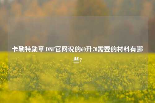 卡勒特勋章,DNF官网说的60升70需要的材料有哪些?