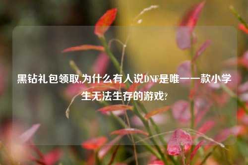 黑钻礼包领取,为什么有人说DNF是唯一一款小学生无法生存的游戏?