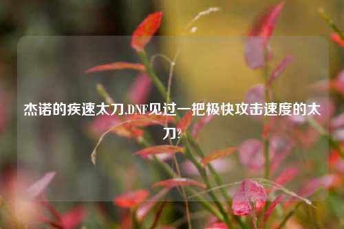 杰诺的疾速太刀,DNF见过一把极快攻击速度的太刀?