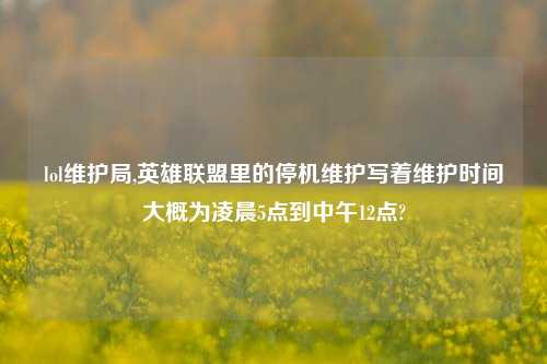 lol维护局,英雄联盟里的停机维护写着维护时间大概为凌晨5点到中午12点?