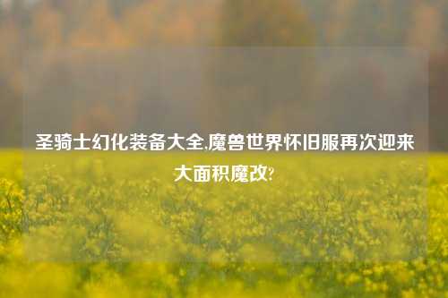 圣骑士幻化装备大全,魔兽世界怀旧服再次迎来大面积魔改?