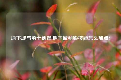 地下城与勇士动漫,地下城剑影技能怎么加点?
