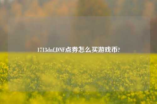 1713dnf,DNF点券怎么买游戏币?