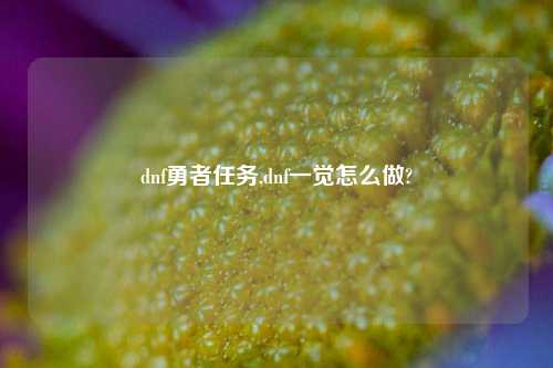 dnf勇者任务,dnf一觉怎么做?