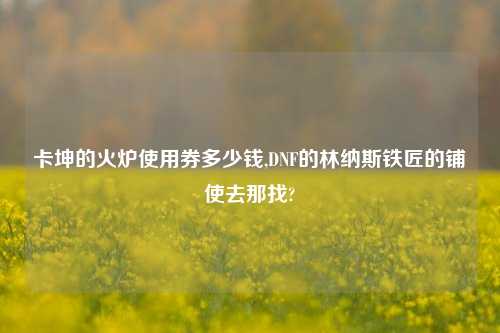 卡坤的火炉使用券多少钱,DNF的林纳斯铁匠的铺使去那找?