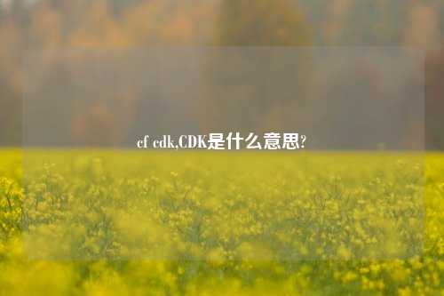 cf cdk,CDK是什么意思?