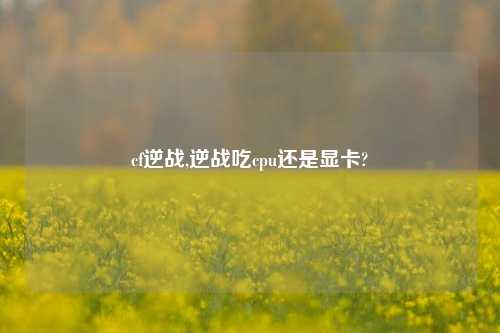 cf逆战,逆战吃cpu还是显卡?