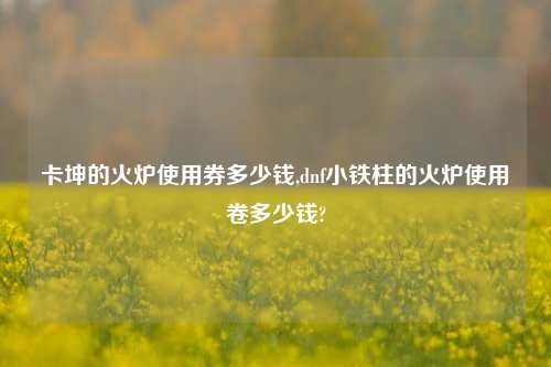 卡坤的火炉使用券多少钱,dnf小铁柱的火炉使用卷多少钱?