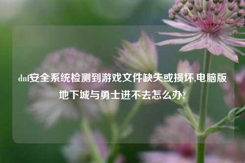 dnf安全系统检测到游戏文件缺失或损坏,电脑版地下城与勇士进不去怎么办?