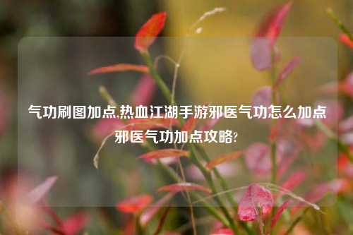 气功刷图加点,热血江湖手游邪医气功怎么加点邪医气功加点攻略?