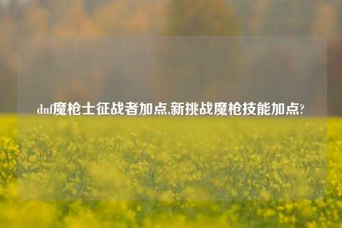 dnf魔枪士征战者加点,新挑战魔枪技能加点?