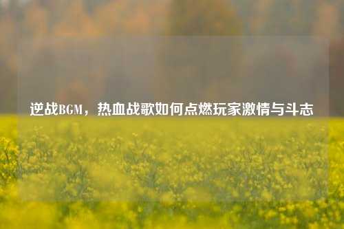 逆战BGM，热血战歌如何点燃玩家激情与斗志