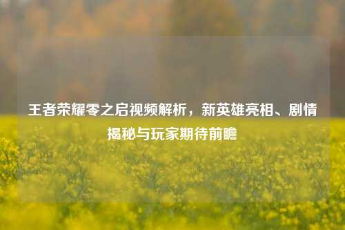 王者荣耀零之启视频解析，新英雄亮相、剧情揭秘与玩家期待前瞻