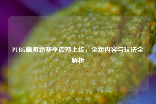 PUBG端游新赛季震撼上线，全新内容与玩法全解析