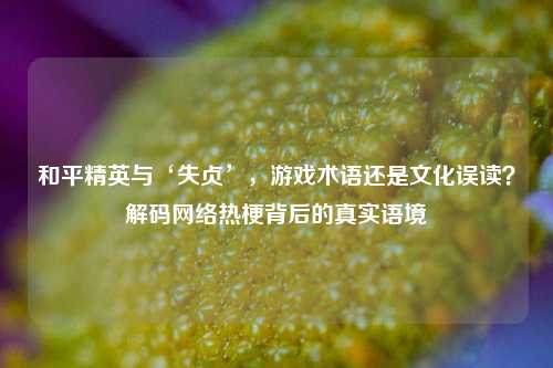 和平精英与‘失贞’，游戏术语还是文化误读？解码网络热梗背后的真实语境