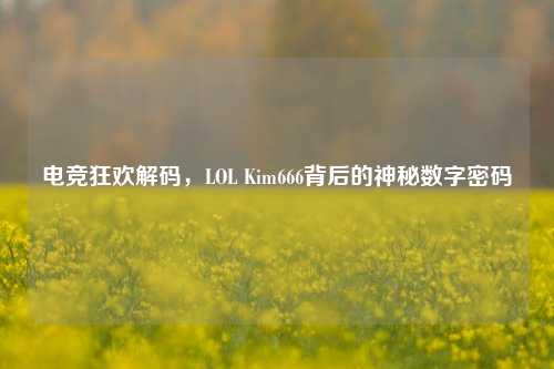 电竞狂欢解码，LOL Kim666背后的神秘数字密码