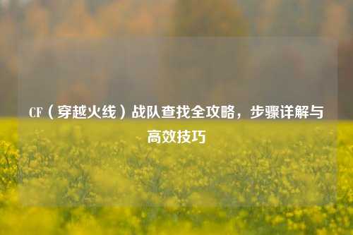 CF（穿越火线）战队查找全攻略，步骤详解与高效技巧