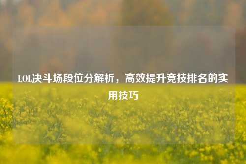 LOL决斗场段位分解析，高效提升竞技排名的实用技巧