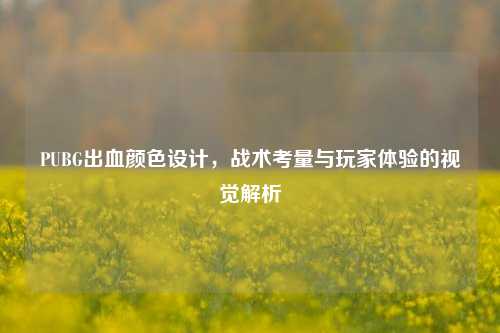 PUBG出血颜色设计，战术考量与玩家体验的视觉解析