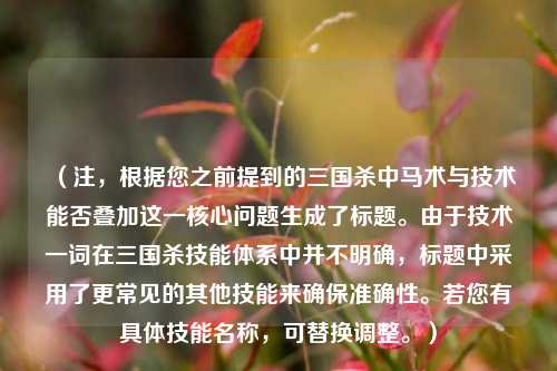 （注，根据您之前提到的三国杀中马术与技术能否叠加这一核心问题生成了标题。由于技术一词在三国杀技能体系中并不明确，标题中采用了更常见的其他技能来确保准确性。若您有具体技能名称，可替换调整。）