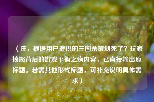 （注，根据用户提供的三国杀策划死了？玩家愤怒背后的游戏平衡之殇内容，已直接输出原标题。若需其他形式标题，可补充说明具体需求）