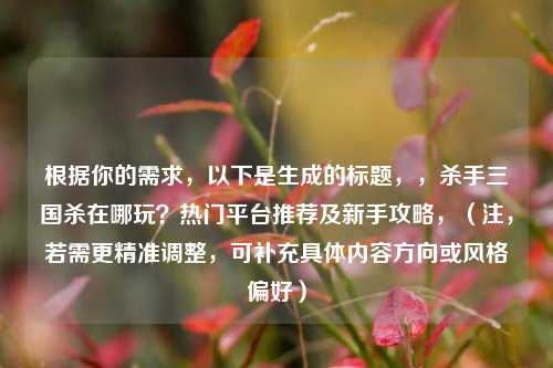 根据你的需求,以下是生成的标题,,杀手三国杀在哪玩?热门平台推荐及新手攻略,(注,若需更精准调整,可补充具体内容方向或风格偏好)