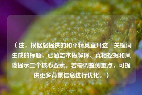 (注,根据您提供的和平精英直开这一关键词生成的标题,已涵盖术语解释、真相挖掘和风险提示三个核心要素。若需调整侧重点,可提供更多背景信息进行优化。)