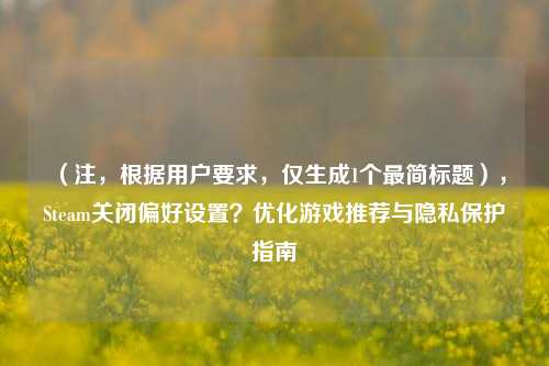 （注，根据用户要求，仅生成1个最简标题），Steam关闭偏好设置？优化游戏推荐与隐私保护指南