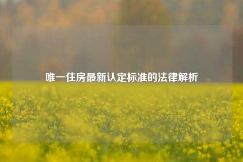 唯一住房最新认定标准的法律解析
